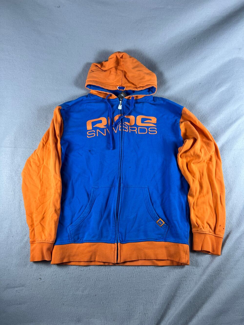 Ride Snowboards Hoodie Mens XL Blue Orange Spellout Graphics Colorblock Sports